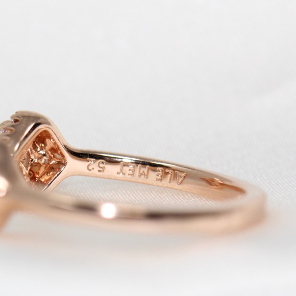PANDORA 14K Rose Gold Square Sparkle Open Ring - size 5.5 - Picture 5 of 7
